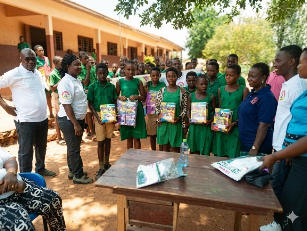 School supply distribution to students in Northern Ghana